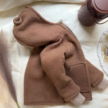 Jacheta lana fiarta premium dublata cu merinos - Caffe Latte