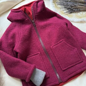 Jacheta lana fiarta premium dublata cu merinos - Cherry