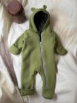 New baby overall dublat din lana fiarta - Kiwi