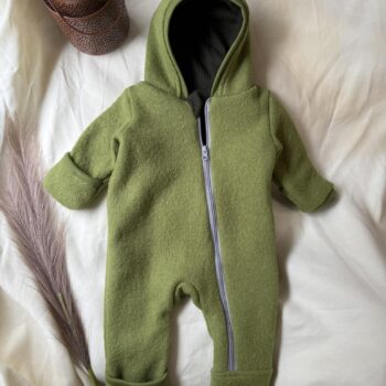 New baby overall dublat din lana fiarta - Kiwi
