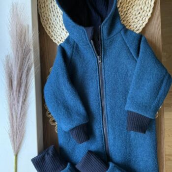 Overall din lana fiarta dublat integral - Petrol 2