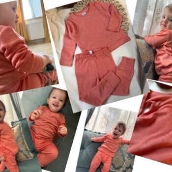 Set de corp din lana merinos - Peach