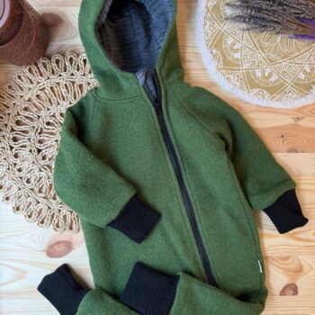 Overall din lana fiarta dublat integral - Olive