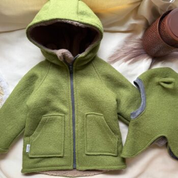 Jacheta lana fiarta premium cu blanita pufoasa- Kiwi