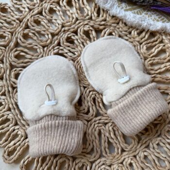 Manusi lana fleece pufoase - Ecru