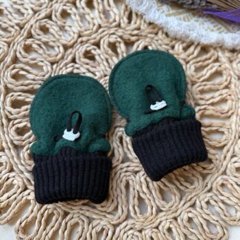 Manusi lana fleece pufoase - Forest Green