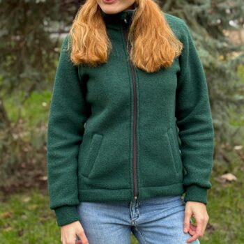 Jacheta din lana fleece - Forest Green
