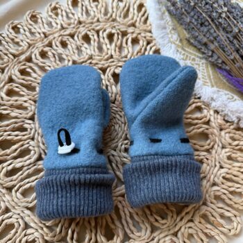 Manusi lana fiarta dublate - Dusty Blue - 2