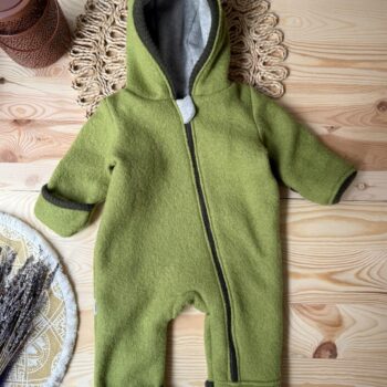 Baby overall din lana fiarta dublat cu merinos - Kiwi