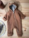 Baby overall din lana fiarta dublat cu merinos - Caffe Latte