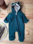 Baby overall din lana fiarta dublat cu merinos - Turquoise