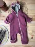 Baby overall din lana fiarta dublat cu merinos - Orchid