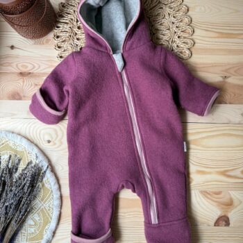 Baby overall din lana fiarta dublat cu merinos - Orchid