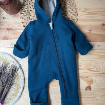 Baby overall din lana fiarta dublat cu merinos - Petrol