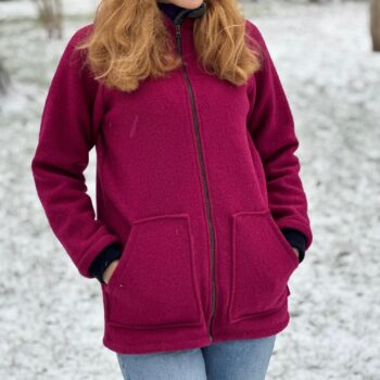 Jacheta dublata din lana fiarta - Cherry