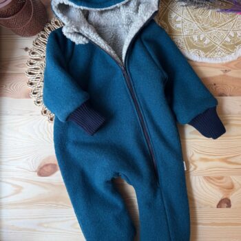 Overall din lana fiarta dublat integral - Petrol