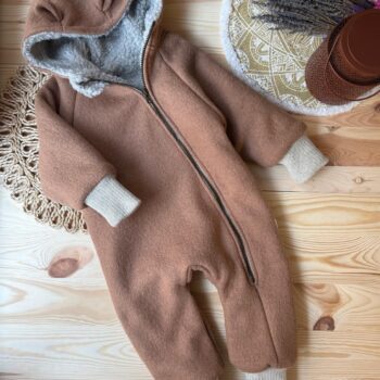 Overall din lana fiarta dublat integral - Caffe Latte