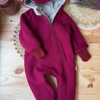 Overall din lana fiarta dublat integral - Cherry