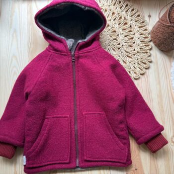 Jacheta lana fiarta premium cu blanita - Cherry