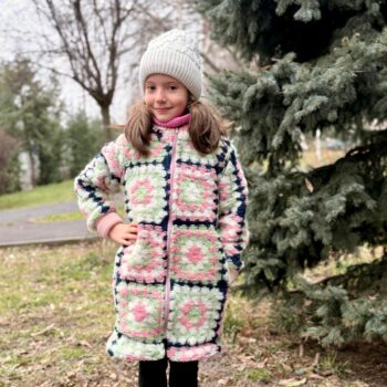 Palton dublat din lana - Blossom Garden