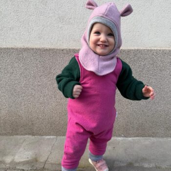 Salopeta din lana fiarta dublata - Pink